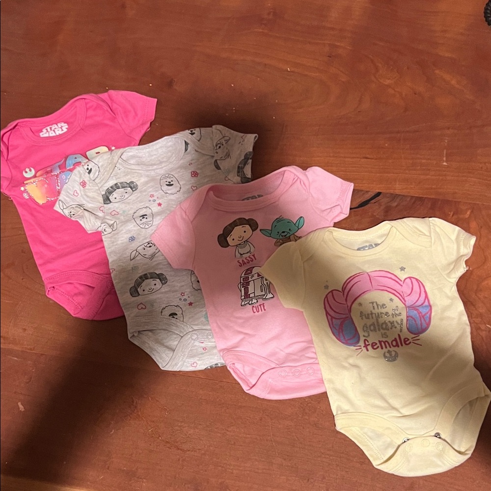 Star Wars Baby Bodysuit Set - Pink, Gray, Yellow